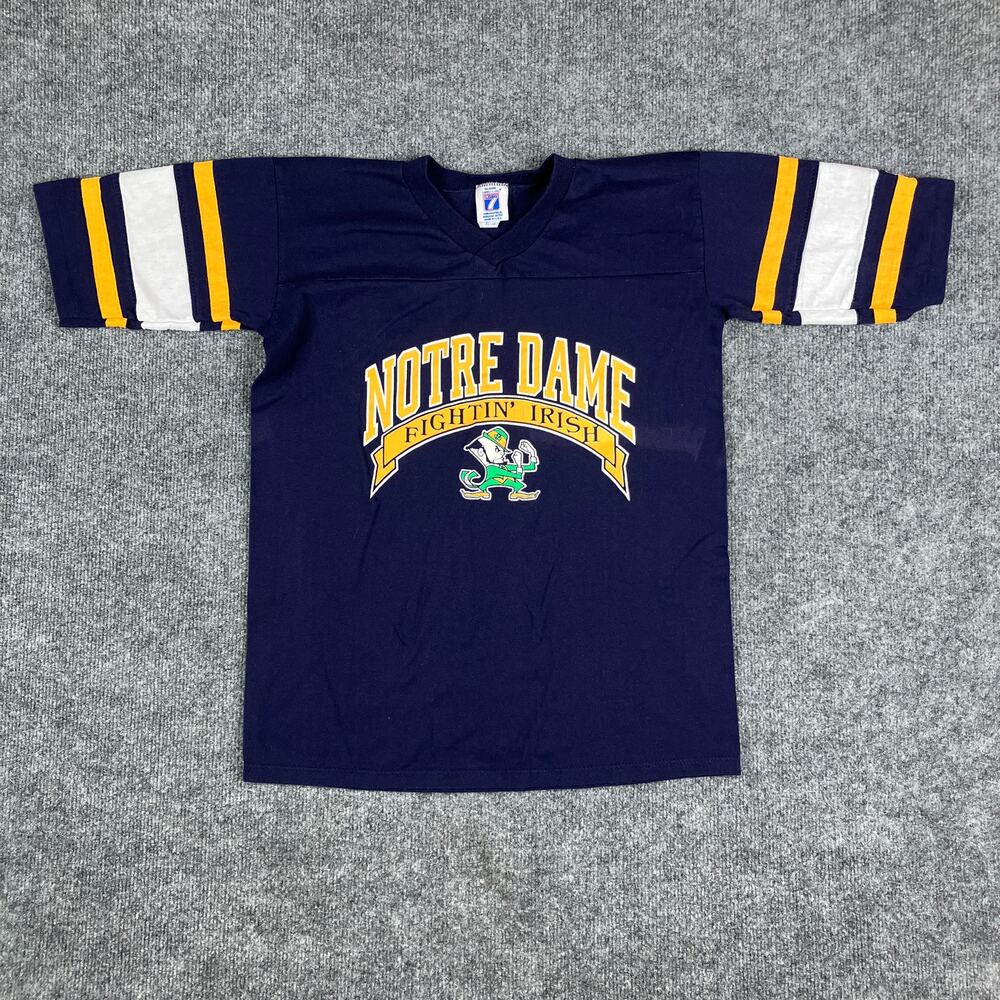 Logo 7 T-Shirt Boys Size XL Navy Blue Notre Dame Fighting Irish Vintage